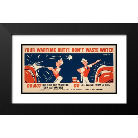 Do not use hose for washing your automobile Black Modern Wood Framed Art Print with Double Matting by Kerkam, Earl