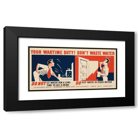 Do not let water run a long time to get a drink Black Modern Wood Framed Art Print with Double Matting by Kerkam, Earl