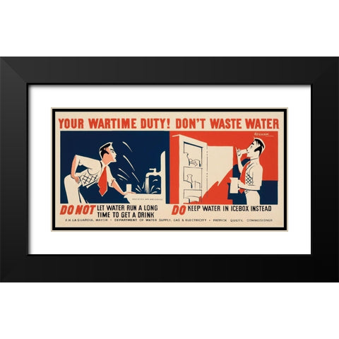 Do not let water run a long time to get a drink Black Modern Wood Framed Art Print with Double Matting by Kerkam, Earl