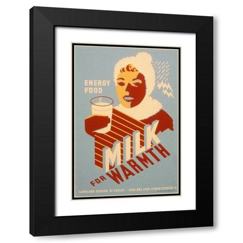 Milk - for warmth Energy food Black Modern Wood Framed Art Print with Double Matting by WPA