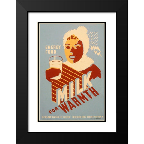 Milk - for warmth Energy food Black Modern Wood Framed Art Print with Double Matting by WPA