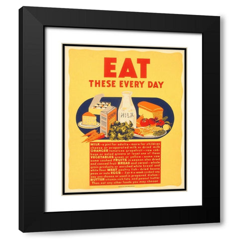 Eat these every day Black Modern Wood Framed Art Print with Double Matting by WPA