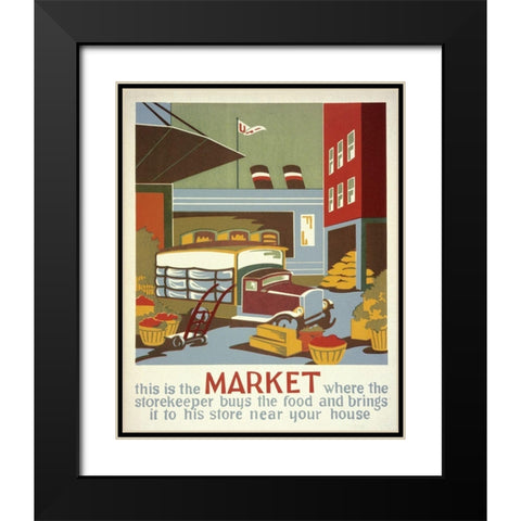 This is the market where the storekeeper buys the food Black Modern Wood Framed Art Print with Double Matting by WPA