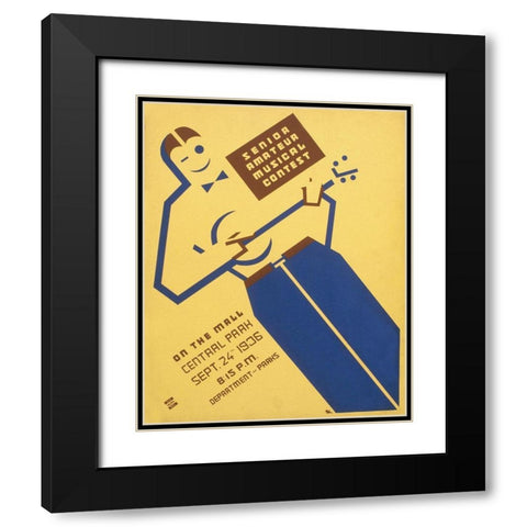 Senior amateur musical contest on the mall, Central Park Black Modern Wood Framed Art Print with Double Matting by Kaplan, Ben