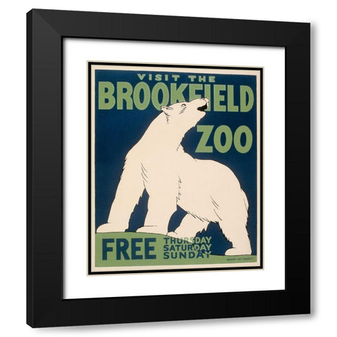 Visit the Brookfield Zoo - Polar Bear Black Modern Wood Framed Art Print with Double Matting by WPA