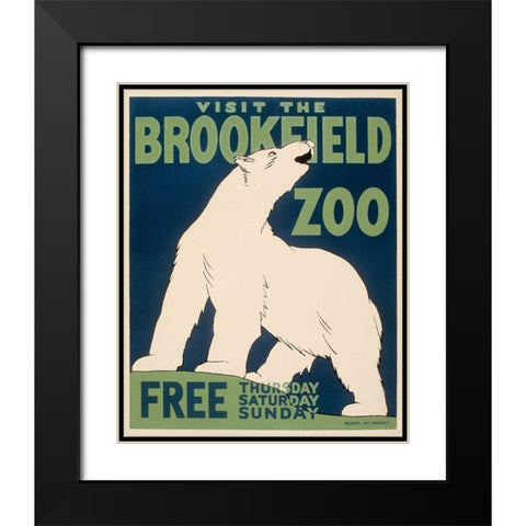 Visit the Brookfield Zoo - Polar Bear Black Modern Wood Framed Art Print with Double Matting by WPA