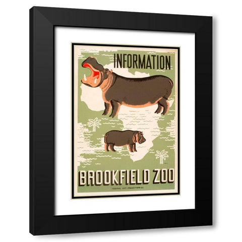 Information - Brookfield Zoo - Hippos Black Modern Wood Framed Art Print with Double Matting by Waltrip, Mildred