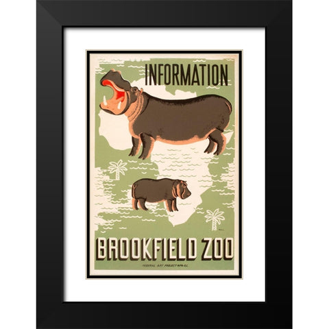 Information - Brookfield Zoo - Hippos Black Modern Wood Framed Art Print with Double Matting by Waltrip, Mildred