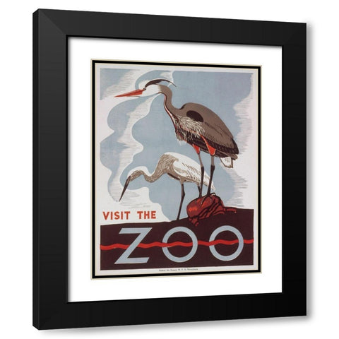 Visit the zoo - Herons Black Modern Wood Framed Art Print with Double Matting by WPA