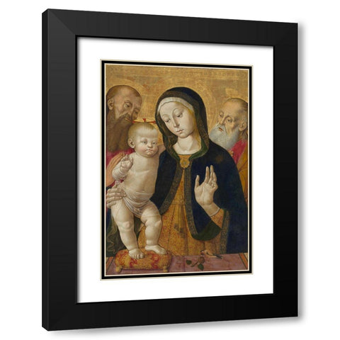 Madonna and Child with Two Hermit Saints Black Modern Wood Framed Art Print with Double Matting by Fungai, Bernardino