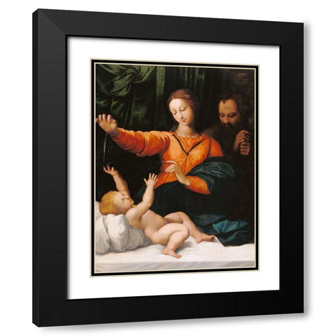 The Holy Family (The Madonna del Velo; Madonna di Loreto) Black Modern Wood Framed Art Print with Double Matting by Unknown