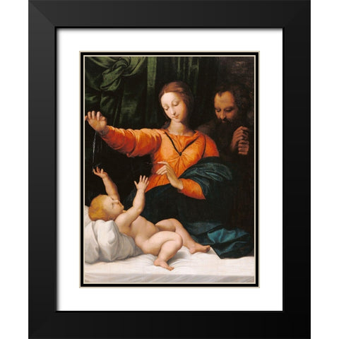 The Holy Family (The Madonna del Velo; Madonna di Loreto) Black Modern Wood Framed Art Print with Double Matting by Unknown