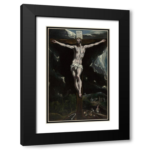 Christ on the Cross Black Modern Wood Framed Art Print with Double Matting by Theotocopuli, Domenico