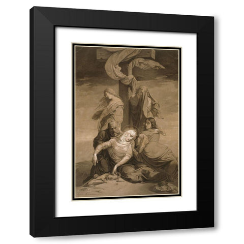 Lamentation at the Foot of the Cross Black Modern Wood Framed Art Print with Double Matting by Lehmann, Henri
