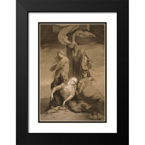 Lamentation at the Foot of the Cross Black Modern Wood Framed Art Print with Double Matting by Lehmann, Henri