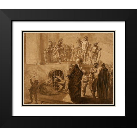 Christ Before Pilate Black Modern Wood Framed Art Print with Double Matting by Knupfer, Nikolaus