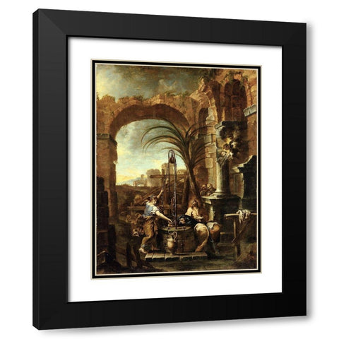 Christ and the Samaritan Woman Black Modern Wood Framed Art Print with Double Matting by Magnasco, Alessandro