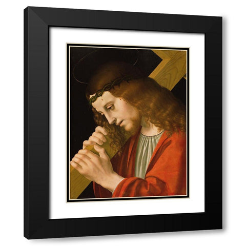 Christ Carrying the Cross Black Modern Wood Framed Art Print with Double Matting by d''Oggiono, Marco