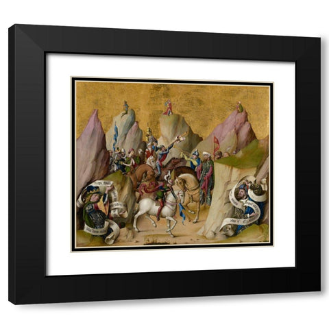 The Meeting of the Three Kings, with David and Isaiah (recto); The Assumption of the Virgin (verso) Black Modern Wood Framed Art Print with Double Matting by Master of the St. Bartholomew Altarpiece