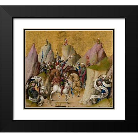 The Meeting of the Three Kings, with David and Isaiah (recto); The Assumption of the Virgin (verso) Black Modern Wood Framed Art Print with Double Matting by Master of the St. Bartholomew Altarpiece