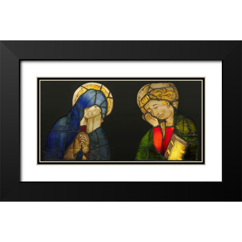 The Virgin and Saint John, from a Crucifixion Black Modern Wood Framed Art Print with Double Matting by Unknown