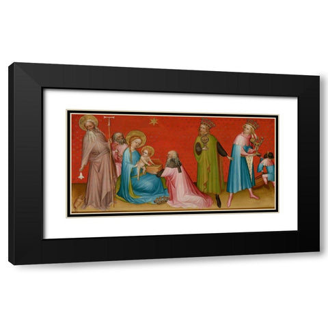 The Adoration of the Magi with Saint Anthony Abbot Black Modern Wood Framed Art Print with Double Matting by Flemish, Master Franco