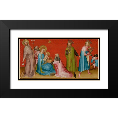 The Adoration of the Magi with Saint Anthony Abbot Black Modern Wood Framed Art Print with Double Matting by Flemish, Master Franco