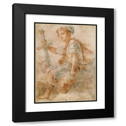 David with the Head of Goliath Black Modern Wood Framed Art Print with Double Matting by Fetti, Domenico