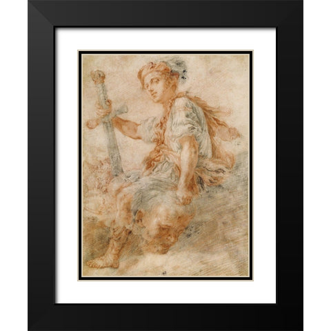 David with the Head of Goliath Black Modern Wood Framed Art Print with Double Matting by Fetti, Domenico