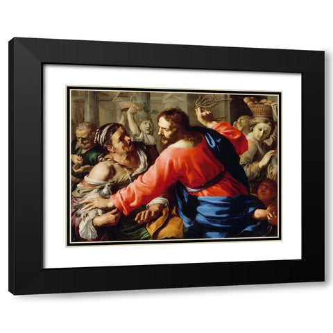 Christ Cleansing the Temple Black Modern Wood Framed Art Print with Double Matting by Mei, Bernardino