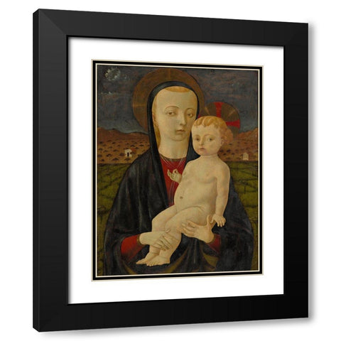 Madonna and Child Black Modern Wood Framed Art Print with Double Matting by Uccello, Paolo