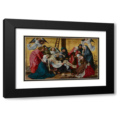 The Deposition Black Modern Wood Framed Art Print with Double Matting by van der Weyden, Rogier