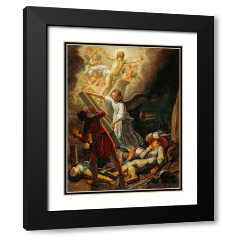 The Resurrection Black Modern Wood Framed Art Print with Double Matting by Lastman, Pieter