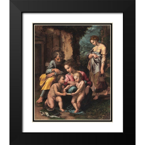 The Holy Family Black Modern Wood Framed Art Print with Double Matting by Romano, Giulio