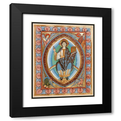 Christ in Majesty Black Modern Wood Framed Art Print with Double Matting by Unknown 11th Century Illuminator