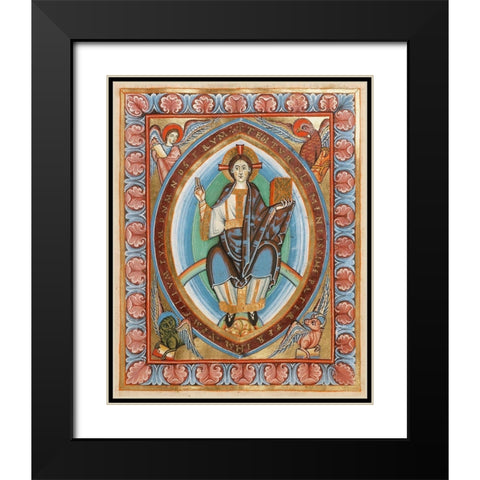 Christ in Majesty Black Modern Wood Framed Art Print with Double Matting by Unknown 11th Century Illuminator