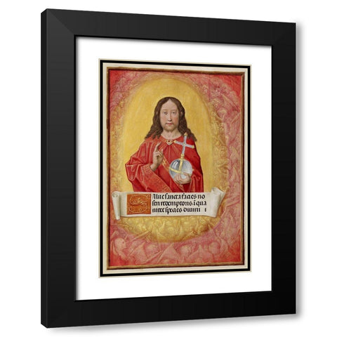 Christ in Majesty Black Modern Wood Framed Art Print with Double Matting by Unknown 16th Century Flemish Illuminator