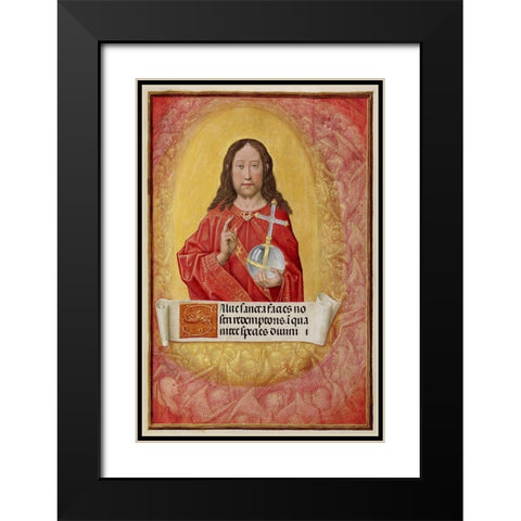 Christ in Majesty Black Modern Wood Framed Art Print with Double Matting by Unknown 16th Century Flemish Illuminator