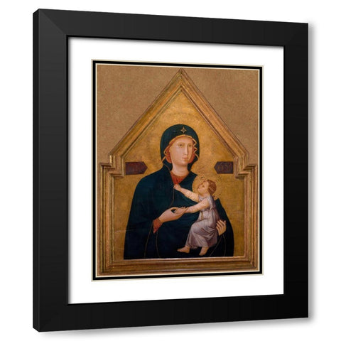 Madonna and Child Black Modern Wood Framed Art Print with Double Matting by Unknown 13th Century Italian Illuminator