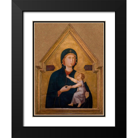 Madonna and Child Black Modern Wood Framed Art Print with Double Matting by Unknown 13th Century Italian Illuminator