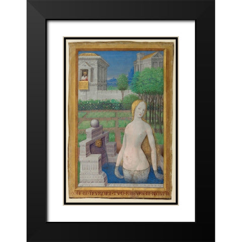 Bathsheba Bathing Black Modern Wood Framed Art Print with Double Matting by Bourdichon, Jean