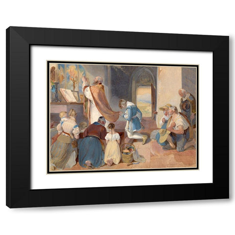 Fridolin Assists with the Holy Mass Black Modern Wood Framed Art Print with Double Matting by Fendi, Peter