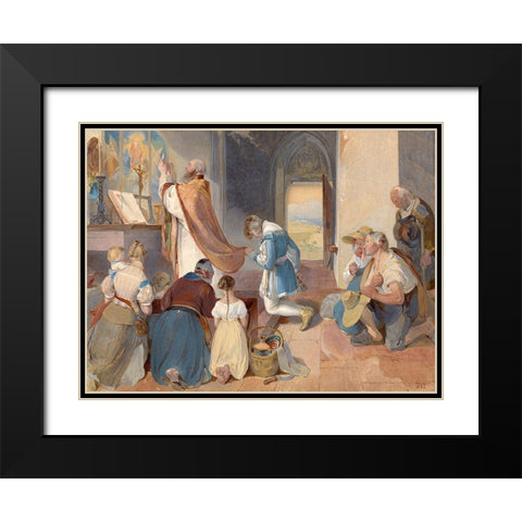 Fridolin Assists with the Holy Mass Black Modern Wood Framed Art Print with Double Matting by Fendi, Peter