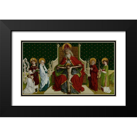 The Trinity with the Virgin, Saints John the Evangelist, Stephen and Lawrence and a Donor Black Modern Wood Framed Art Print with Double Matting by von Andlau, Peter Hemme