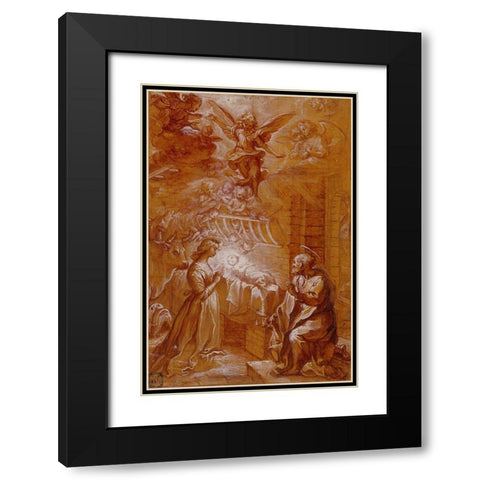 The Nativity Black Modern Wood Framed Art Print with Double Matting by Vanni, Francesco