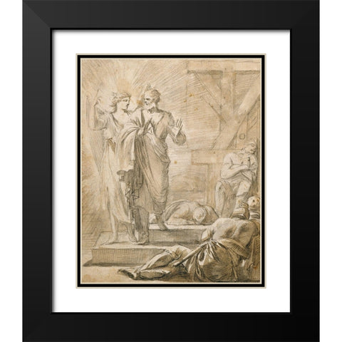 The Liberation of Saint Peter Black Modern Wood Framed Art Print with Double Matting by de La Hyre, Laurent