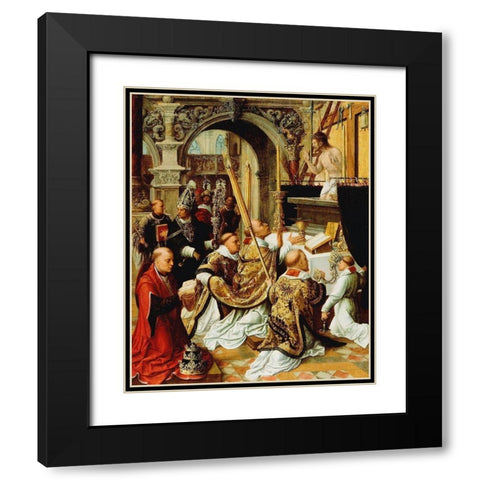 The Mass of Saint Gregory the Great Black Modern Wood Framed Art Print with Double Matting by Adriaen, Ysenbrandt,