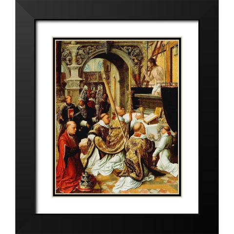 The Mass of Saint Gregory the Great Black Modern Wood Framed Art Print with Double Matting by Adriaen, Ysenbrandt,
