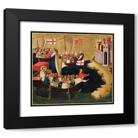 Arrival of Saint Ursula at Cologne Black Modern Wood Framed Art Print with Double Matting by Daddi, Bernardo