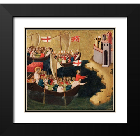 Arrival of Saint Ursula at Cologne Black Modern Wood Framed Art Print with Double Matting by Daddi, Bernardo